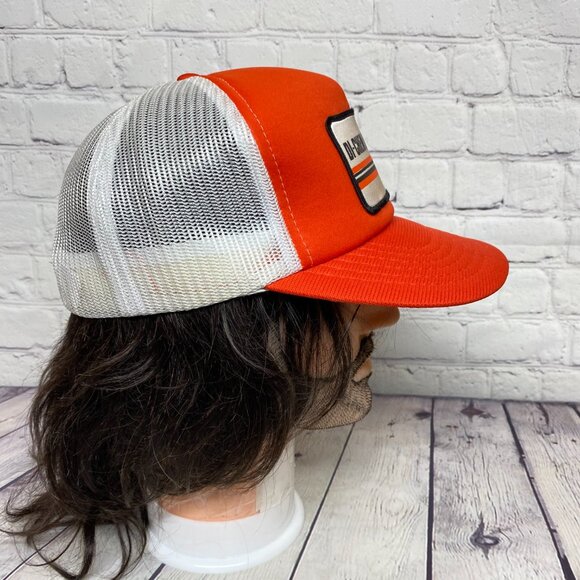 Vintage Trucker Hat Mesh Cap Snapback Orange White DI-CHEM Dresser Canada Patch - Picture 4 of 9